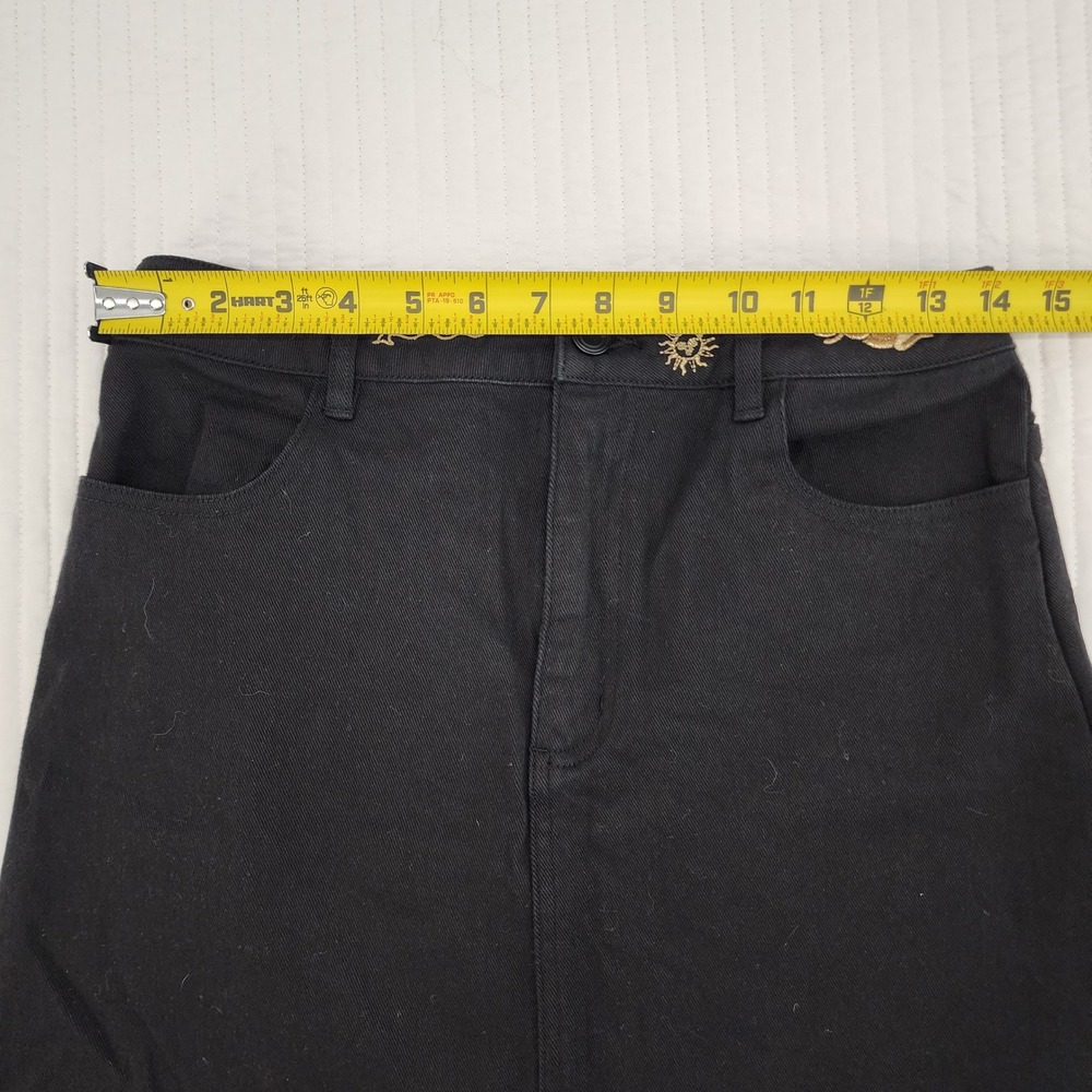 Lazy Oaf Black Mini Skirt with Gold Eye Embroidery - Picture 4 of 6